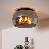 Lucide Taklampa Olivia med skärm av rökt glas, Ø 40 cm