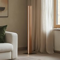 Lucande LED floor lamp Lieske, black, oak, dimmable