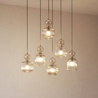 TK Lighting Sophia hanging light, 6-bulb, 65 cm, cognac/black, E14