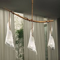 Sil-Lux Suspension KINGSTON verre/blanc métal/cuivre