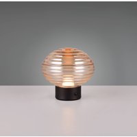 Reality Leuchten Lampe de table LED rechargeable Earl, noir/ambre, hauteur 14,5 cm, verre