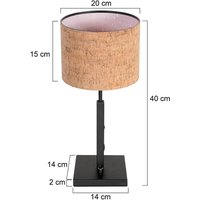 Steinhauer Bordslampa Stang, svart/brun, höjd 40 cm, kork