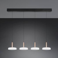 Trio Lighting LED hanging light Celeste white/brown 115 cm 4-bulb glass dimmable