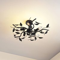 Lindby taklampa Yos, 5 lampor, 58 cm, svart-guld, E14