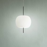 kdln Hänglampa Kushi, svart/vit, Ø 16 cm, glas