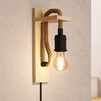 EGLO Vägglampa Rampside av trä och rep, utan skärm