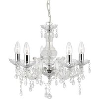 Searchlight Ljuskrona Marie Therese, klar, 5 lampor