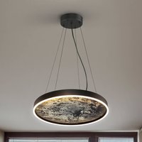 Schuller Valencia Stone LED-hänglampa, Ø 60 cm, CCT, svart, metall, akryl