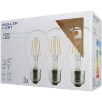 Müller-Licht LED-lampa E27 4 W 2 700 K filament 3-pack 470 lm