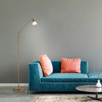 Paul Neuhaus Pino golvlampa, antik mässing, 163 cm, dimbar