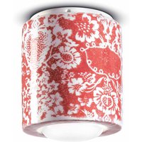 Ferroluce Plafonnier PI, motif floral, Ø 12,5 cm rouge/blanc
