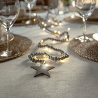 STAR TRADING LED fairy lights Beady, greige, wooden beads, 150 cm, battery