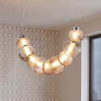 Milagro Lighting Bolla LED pendant light, chrome/smoke grey, glass, length 79.5 cm