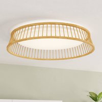 EGLO plafonnier LED Luppineria tressage bois Ø45cm