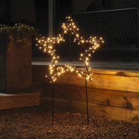 Konstsmide Christmas LED metal star, black with ground spikes