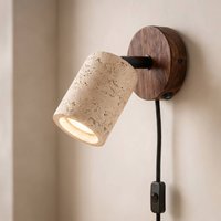 Lucande Carlotta wall spotlight, Ø 10 cm, beige, concrete, GU10