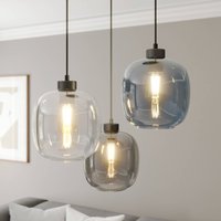 TK Lighting Hänglampa Elio, glas, blå/klar/grå, Ø 52 cm, 3 lampor