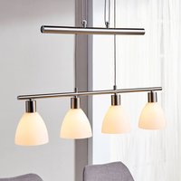 Lindby hanging light Simeon, nickel-coloured, glass, 73 cm, E14