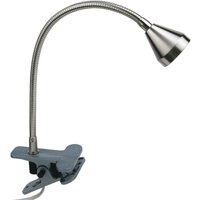 Busch LED klämlampa Mini, flexibel arm, nickel, 3 000K