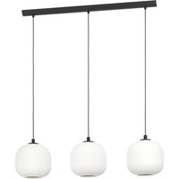 Hängeleuchte Mantunalle, Länge 120 cm, schwarz/weiß, 3-flg.