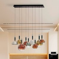Schuller Valencia LED hanging light Charlize II, 9-bulb, Triac dimmable, four-coloured glass