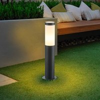 Lindby Statius pillar light, 45 cm, anthracite/opal, stainless steel
