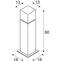 SLV Square Pole pillar light, height 60 cm, grey, stainless steel