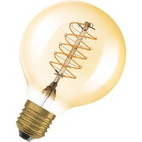 OSRAM LED Vintage 1906, G80, E27, 7 W, gold, 2,200 K, dimmable.