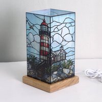 Wagner Life LED-bordslampa Art Light Leuchtturm, träsockel, akryl, färgglad