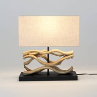 Holländer Panarea table lamp, wood-coloured/beige, height 42 cm, wood