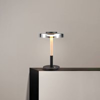 Trio Lighting LED-bordslampa Celeste krom/trä 35 cm glas/metall Touchdim