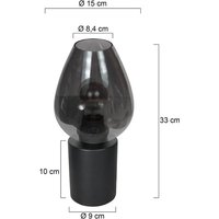 Steinhauer Bordslampa Bloeba, svart/rökgrå, Ø 15 cm, glasdroppe