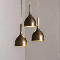 Luminex Noak 3-bulb hanging light, round, titanium-gold/gold, steel