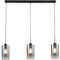 Freelight Ventotto hanging light, black/smoke, length 105 cm, 3-bulb.