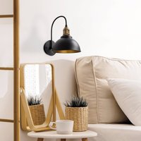 Opviq Saglam wall light, black/gold, height 36 cm, metal