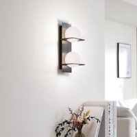 Lucande vägglampa Kulka, 2 lampor, svart, glas, G9