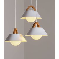 Luminex Hänglampa Funda, brun/vit, Ø 64 cm, stål/trä, 3 lampor.