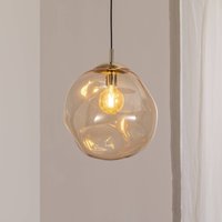 TK Lighting Sol glass pendant light, Ø 35cm, black/amber