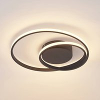 Lindby Plafonnier LED Emisua, noir, CCT, intensité variable