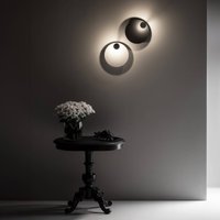 Knikerboker LED-vägglampa Pois, svart, Ø 25 cm, dimbar