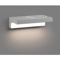 FARO BARCELONA LED-vägglampa Well, USB + wireless charger, vit