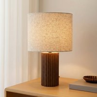 Lindby Kimiko table lamp, height 38 cm, walnut, fabric