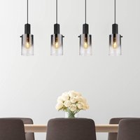 Globo Suspension Florentina, longueur 103 cm, gris fumé, verre, 4 lampes