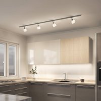 Lindby single-circuit track lighting system Linaro, E14, silver, 4-bulb
