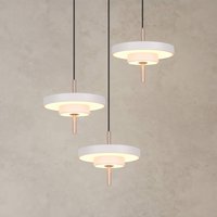 Trio Lighting LED-hänglampa Keaton, ljusgrå, Ø 45 cm, metall, CCT 3 lampor