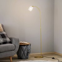 Lucande Taylan floor lamp, iron, glass lampshade
