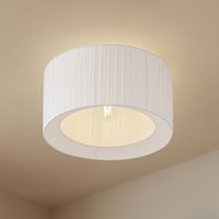 Lindby taklampa Virelle, vit, textil, Ø 40 cm, E27