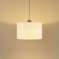 Globo Thea LED pendant light, cream/matt black, linen, Ø 35 cm