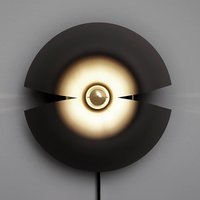 AYTM Cycnus wall light, black, Ø 30 cm, plug, aluminium, E27