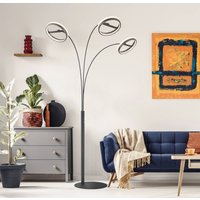 Globo Lampe sur pied LED Della, hauteur 190 cm, noir/gris foncé, à 3 lampes.